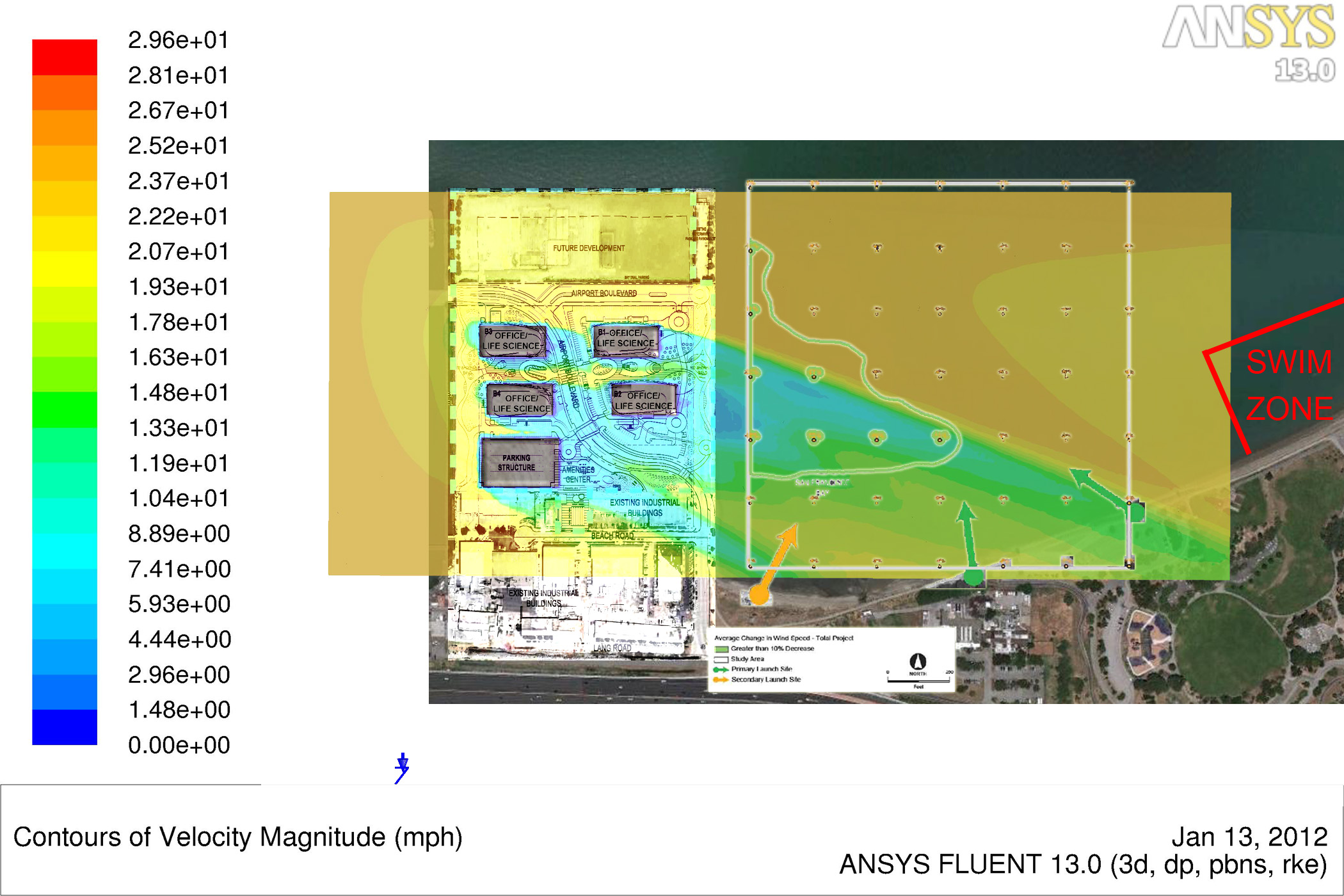 Figure 2-Contours of Velocity Magnitude (mph) of 300 Airport Boulevard Site Plan Overlay.jpg